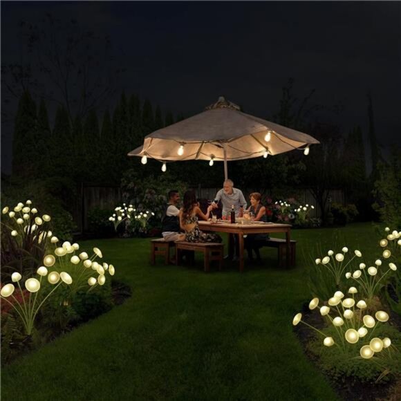 Solar Garden Lights, 4-Pack Dual Mode LED Solar Mushroom Lights, Waterproof - Picture 6 of 7